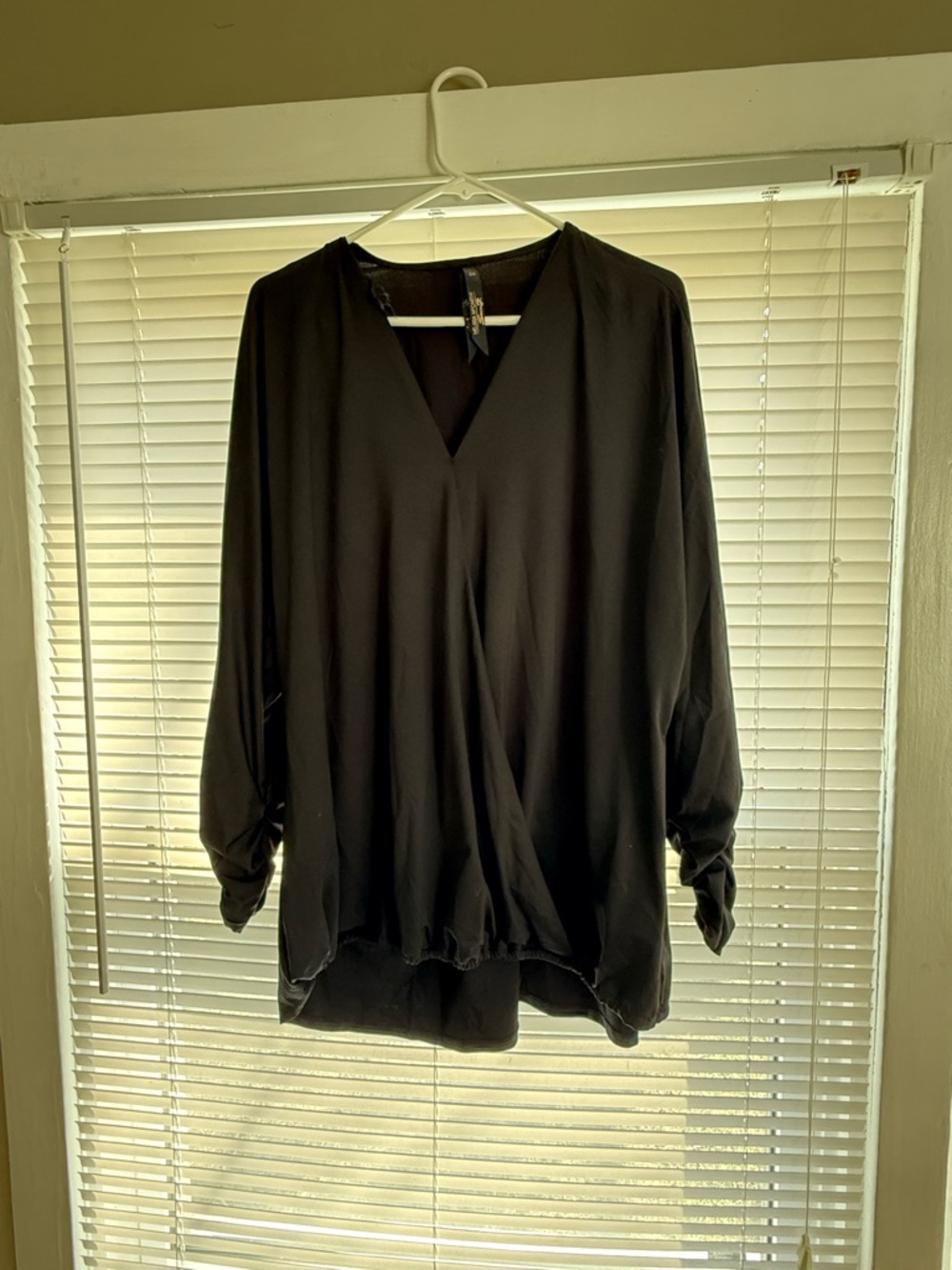 Melissa McCarthy Black V-Neck Draped Blouse